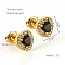 304 Stainless Steel Cubic Zirconia Stud Earrings, Golden, Heart, 10x10mm
