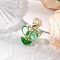 Glass Pendants Decorations, with 304 Stainless Steel Lobster Claw Clasps, Flower, Dark Sea Green, 35mm