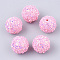 Acrylic Beads, Glitter Beads,with Sequins/Paillette, Round, Pearl Pink, 19.5~20x19mm, Hole: 2.5mm