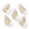 Embossed Glass Rhinestone Pendants, Teardrop, Faceted, Paradise Shine, 14x7x4mm, Hole: 1.2mm