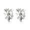 Brass Micro Pave Cubic Zirconia Stud Earring Findings, Cadmium Free & Nickel Free & Lead Free, Flower, Platinum, 19x16mm, Hole: 1.2mm, Pin: 12x0.8mm