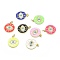 Brass Micro Pave Clear Cubic Zirconia Pendants, Real 18K Gold Plated, Long-Lasting Plated, with Enamel and Jump Rings, Flat Round with Eye, Mixed Color, 19x17x1mm, Hole: 3mm, Jump rings: 5x0.7mm.