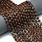 Natural Mahogany Obsidian Beads Strands, Faceted Hexagonal Cut, Flat Round, with Seed Beads, 8~8.5x5mm, Hole: 0.8mm, about 36pcs/strand, 15.16''~15.24''(38.5~38.7cm)