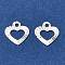 Brass Charms, Cadmium Free & Lead Free, 925 Sterling Silver Plated, Heart, 8.5x8x0.5mm, Hole: 1.2mm