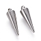 Tarnish Resistant 304 Stainless Steel Pendants, Spike/Cone, Stainless Steel Color, 18x5mm, Hole: 2mm