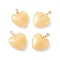 Spray Painted Glass Pendants, with Golden Plated Iron Bails, Imitation Jade, Heart, Moccasin, 22x20.5x7mm, Hole: 6x2mm