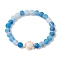 Dyed Natural Weathered Agate Round Beads Stretch Bracelets, Synthetic Turquoise Turtle Bracelet, Blue, Inner Diameter: 2-1/8 inch(5.5cm)