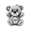 Silicone Beads, Bear, Light Grey, 29x25x17.5mm, Hole: 2mm