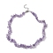 Natural Amethyst Chips Beaded Necklaces, 304 Stainless Steel Jewelry for Women, 15.24''(38.7cm)