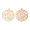 Long-Lasting Plated Brass Filigree Pendants, Flat Round Charms, Cadmium Free & Nickel Free & Lead Free, Light Gold, 29x26x0.3mm, Hole: 1.5mm