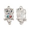 Alloy Enamel Connector Charms, Owl Links with Colorful Evil Eye, Nickel, Platinum, 25.5x13x3.5mm, Hole: 1.6mm