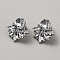 Flower Shape Alloy Stud Earrings, with Crystal Rhinestone for Women, Antique Silver, 26.5x28mm