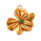 304 Stainless Steel Enamel Pendants, Flower Charms, Ion Plating(IP), Real 18K Gold Plated, Orange, 26~26.5x25.5x3mm, Hole: 3mm