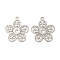 Long-Lasting Plated Brass Charms, Hollow, Flower Charms, Cadmium Free & Nickel Free & Lead Free, Platinum, 14x12.5x0.3mm, Hole: 0.9mm