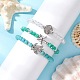 3шт 3 стиля круглые стеклянные и синтетические бирюзовые бусины наборы эластичных браслетов для женщин BJEW-JB11654-1