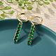 Овальные серьги-кольца с кисточками из нержавеющей стали 304 с зеленым кубическим цирконием EJEW-Z094-02G-2
