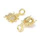 Европейские подвески-шармы с божьей коровкой из латуни с микропаве из прозрачных кубических цирконий KK-L256-40G-2
