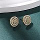 Латунные плоские круглые серьги-гвоздики с микропаве из прозрачных кубических цирконий EJEW-H165-05G-2