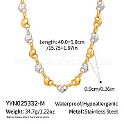 Двухцветные ожерелья из нержавеющей стали 304 в форме сердца с цепочкой в форме свиного носа для женщин EP5744-2