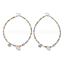 Ожерелья с подвесками из натуральных спиральных ракушек NJEW-JN05179