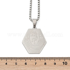201 кулон из нержавеющей стали с шестигранной подвеской в стиле коренных американцев&nbsp;LS-NJEW-K283-02P