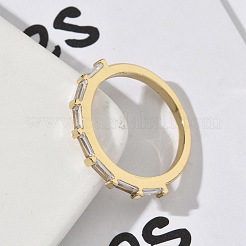 Женские кольца на палец из латуни с микропаве и кубическим цирконием&nbsp;RJEW-H256-10G-02