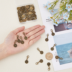 4 комплект из 12 плоских круглых подвесок из сплава в виде созвездий HJEW-FH0001-37