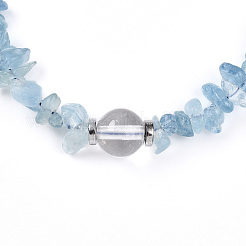 Браслеты из натуральных бусин с аквамариновой крошкой для женщин BJEW-T022-03B