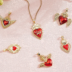 6 шт. 6 стиля латунных эмалевых подвесок&nbsp;KK-BBC0019-85