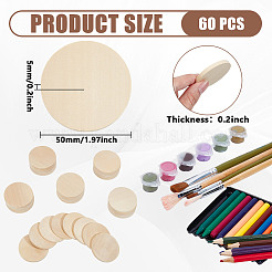 Необработанные деревянные плоские круглые вырезы WOOD-WH0050-042C