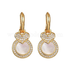 Серьги-гвоздики в форме ракушки с микропаве из кубического циркония из латуни&nbsp;KK-D363-11B-G