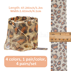 4 пара шнурков из полиэстера 4 цветов с леопардовым принтом&nbsp;DIY-FH0009-68