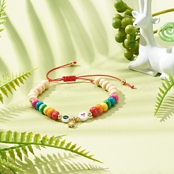 Плетеный браслет из бусин со звездой сглаза в форме сердца для детей&nbsp;BJEW-JB06777