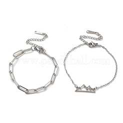 Наборы браслетов-цепочек и тросов из нержавеющей стали марки 304&nbsp;AJEW-U005-05E-P