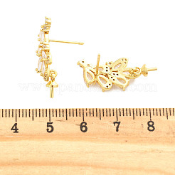 Латунные микро-паве прозрачные серьги-гвоздики из циркония&nbsp;KK-H073-05G