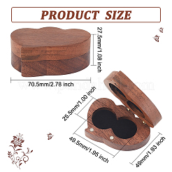 Портативные деревянные коробки для парных колец из орехового дерева&nbsp;OBOX-WH0015-03