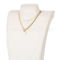 Ожерелья с подвесками в виде креста из ракушек NJEW-JN03240-01