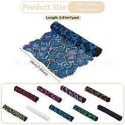 10 шт. двухцветная эластичная кружевная отделка из полиэстера OCOR-BC0007-57