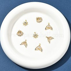 8 шт. 4 стиля латунные подвески с микропаве и кубическим цирконием&nbsp;KK-FS0001-96