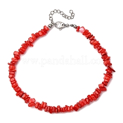 Браслеты на ногу из натуральных окрашенных пресноводных ракушек AJEW-AN00746-01