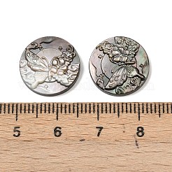 Натуральная черная ракушка для губ с резными кабошонами SSHEL-B006-01B-D