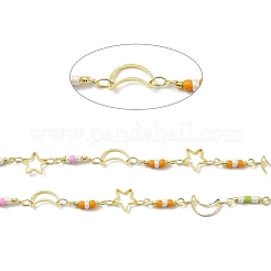 Цепочка ручной работы из латуни с луной и звездой CHC-E023-07G