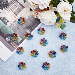 12 шт. 2 цвета 7 чакра драгоценных камня медная проволока обернутая подвесками G-DC0001-27