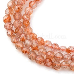 Нити бусин из натурального золота из солнечного камня G-B142-A02-2mm