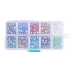 10 цветные гальванические стеклянные бусины&nbsp;EGLA-JP0001-02-10x7mm