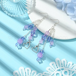 Серьги-подвески в форме сердечек из латуни&nbsp;EJEW-FS00044