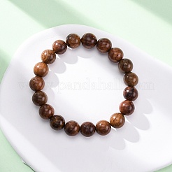 Деревянные круглые бусины эластичные браслеты для мужчин и женщин BJEW-U041-01