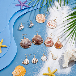 6 пара сережек-ракушек из нержавеющей стали 304 EJEW-UN00017