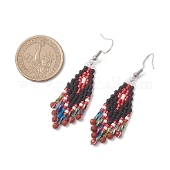 Серьги-подвески в форме ромба из натуральной красной яшмы&nbsp;EJEW-MZ00632-02