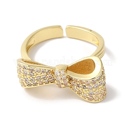 Открытые манжеты из латуни с бантом и микро-паве с прозрачным цирконием для женщин&nbsp;LS-RJEW-C098-21G